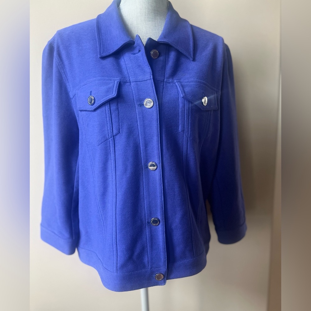 Vibrant Blue Jean-Jacket style cotton/poly-stretch jacket